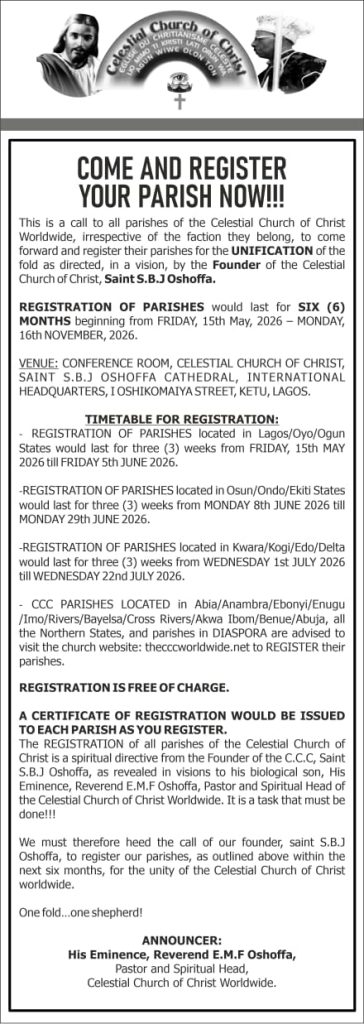 C.C.C MUST BECOME ONE BODY: REGISTER YOUR PARISH NOW!!! 2 MyCelestialApp 1004695177 1 MyCelestialApp